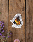 It's time to use your wings, even if you stumble. You got this! Encouragement Butterfly Sticker by Drawn to Ecology