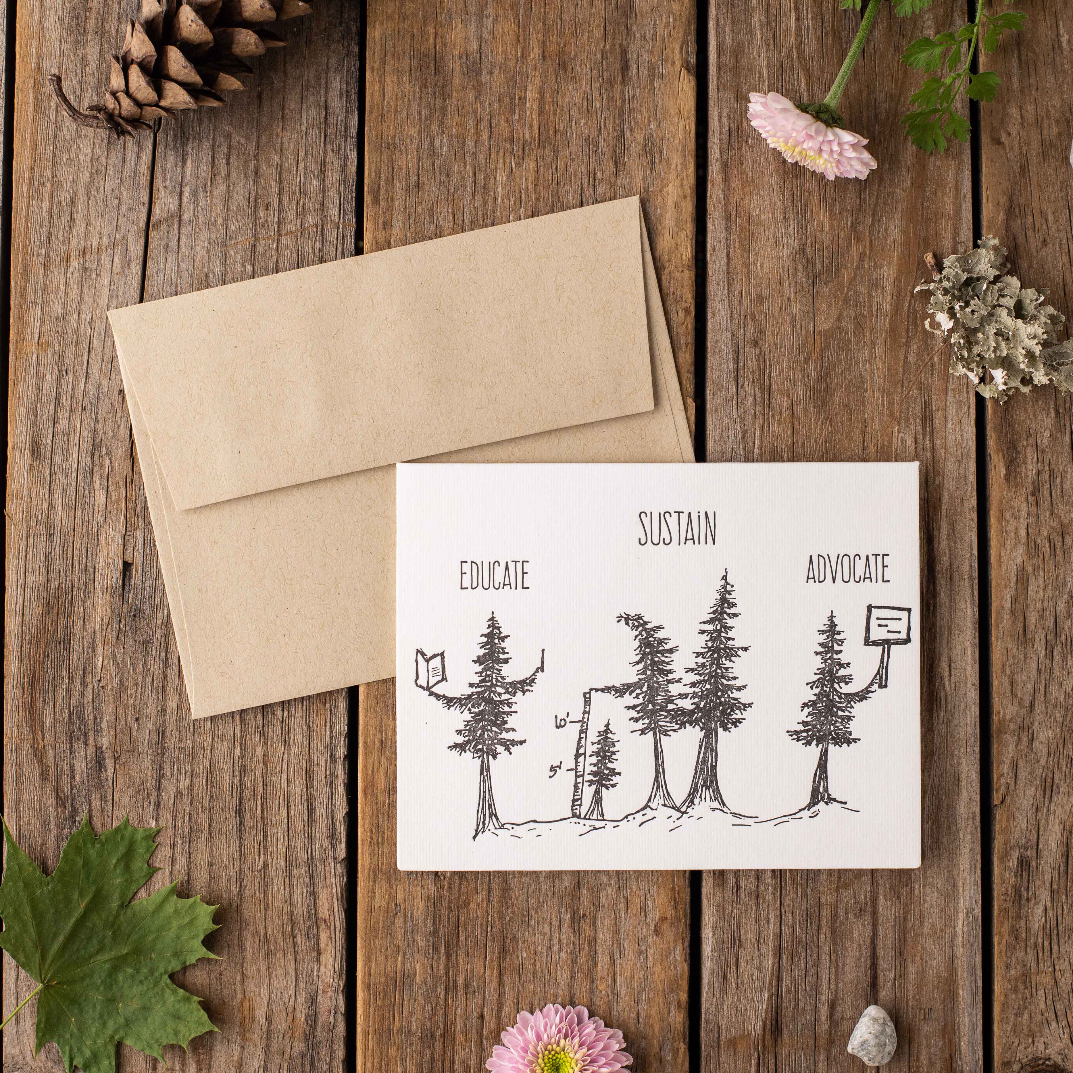 Sustain Educate Advocate Letterpress Card