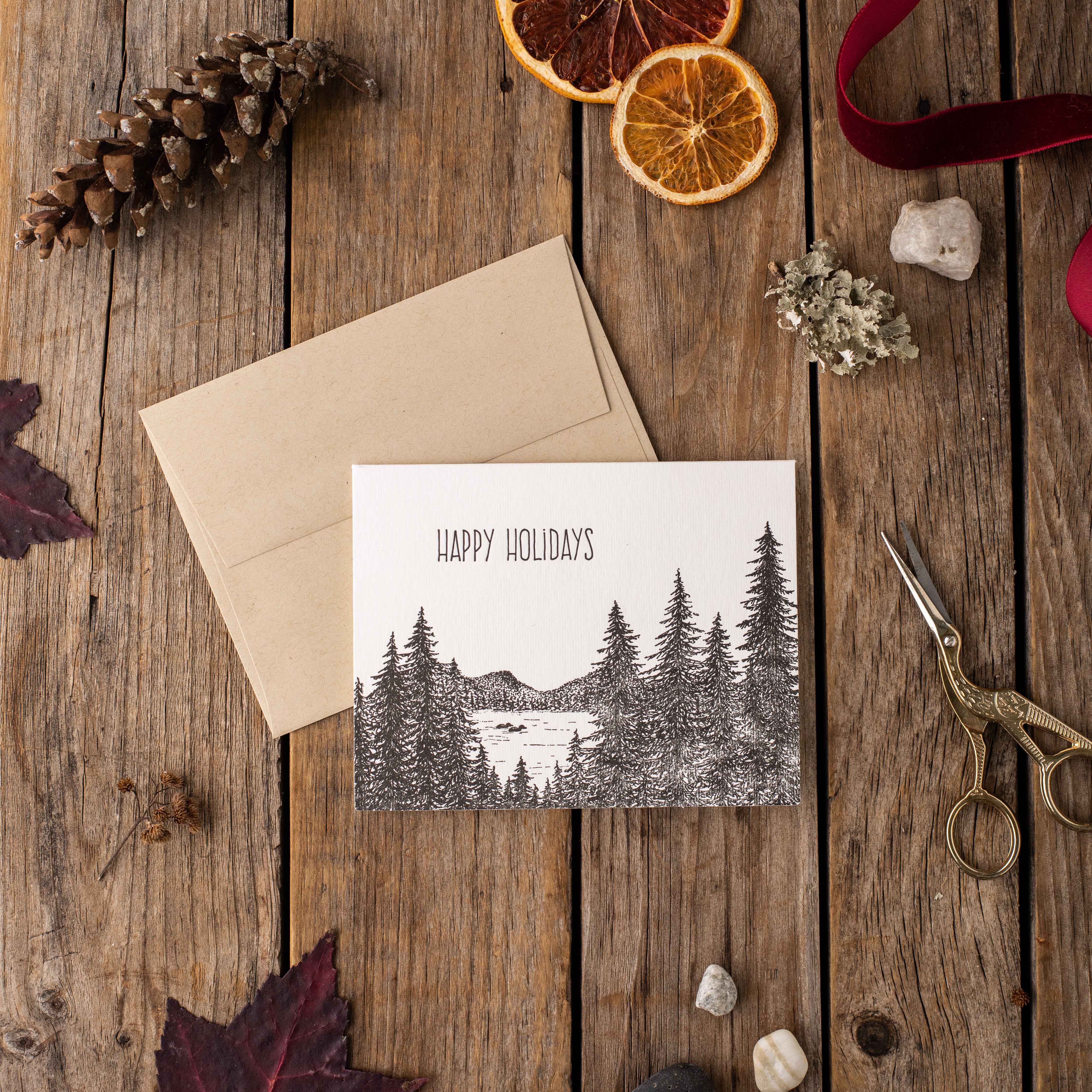 Happy Holidays Loon Letterpress Card