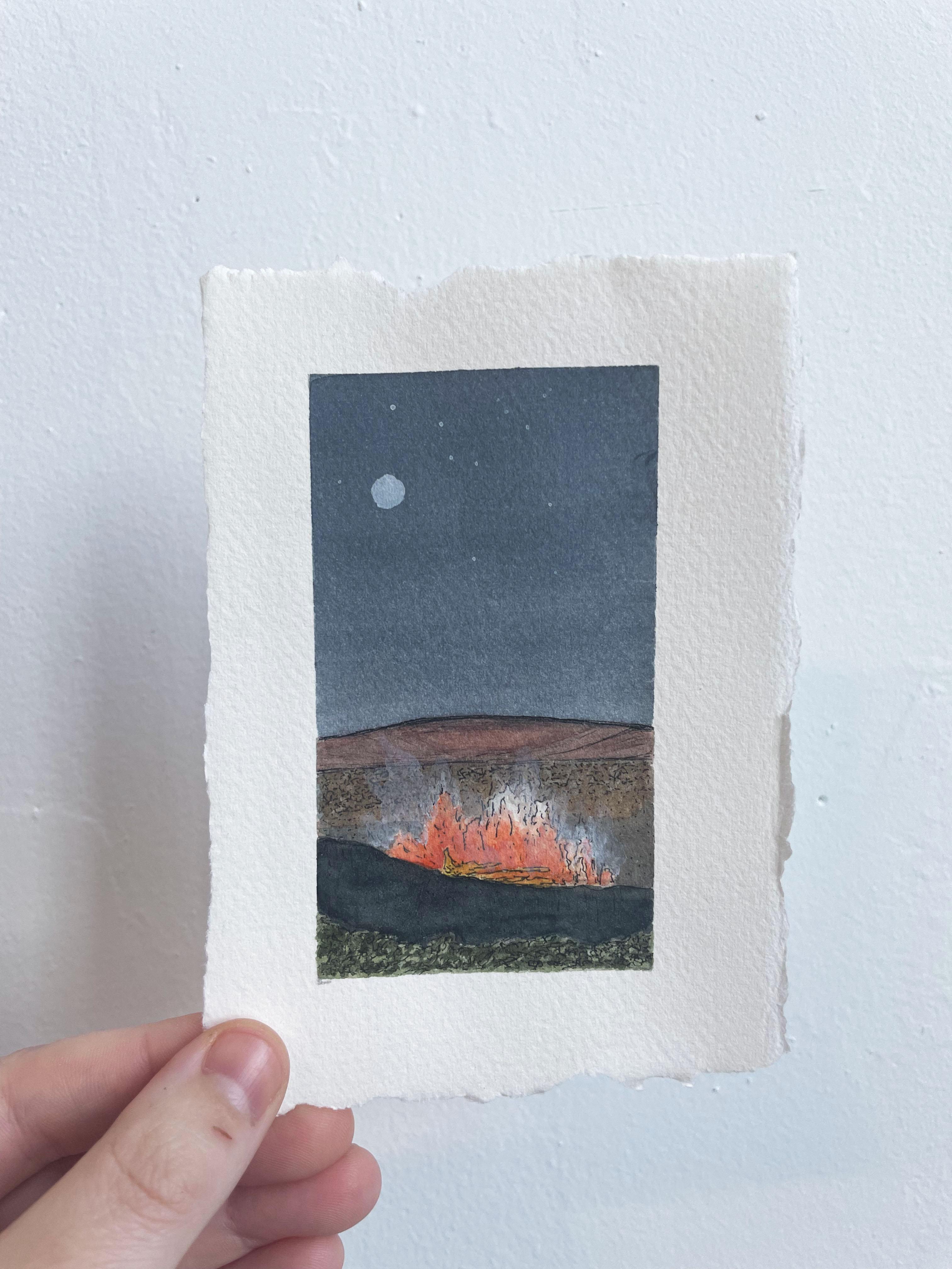 Hawaii Volcanoes National Park Mini Watercolor Original