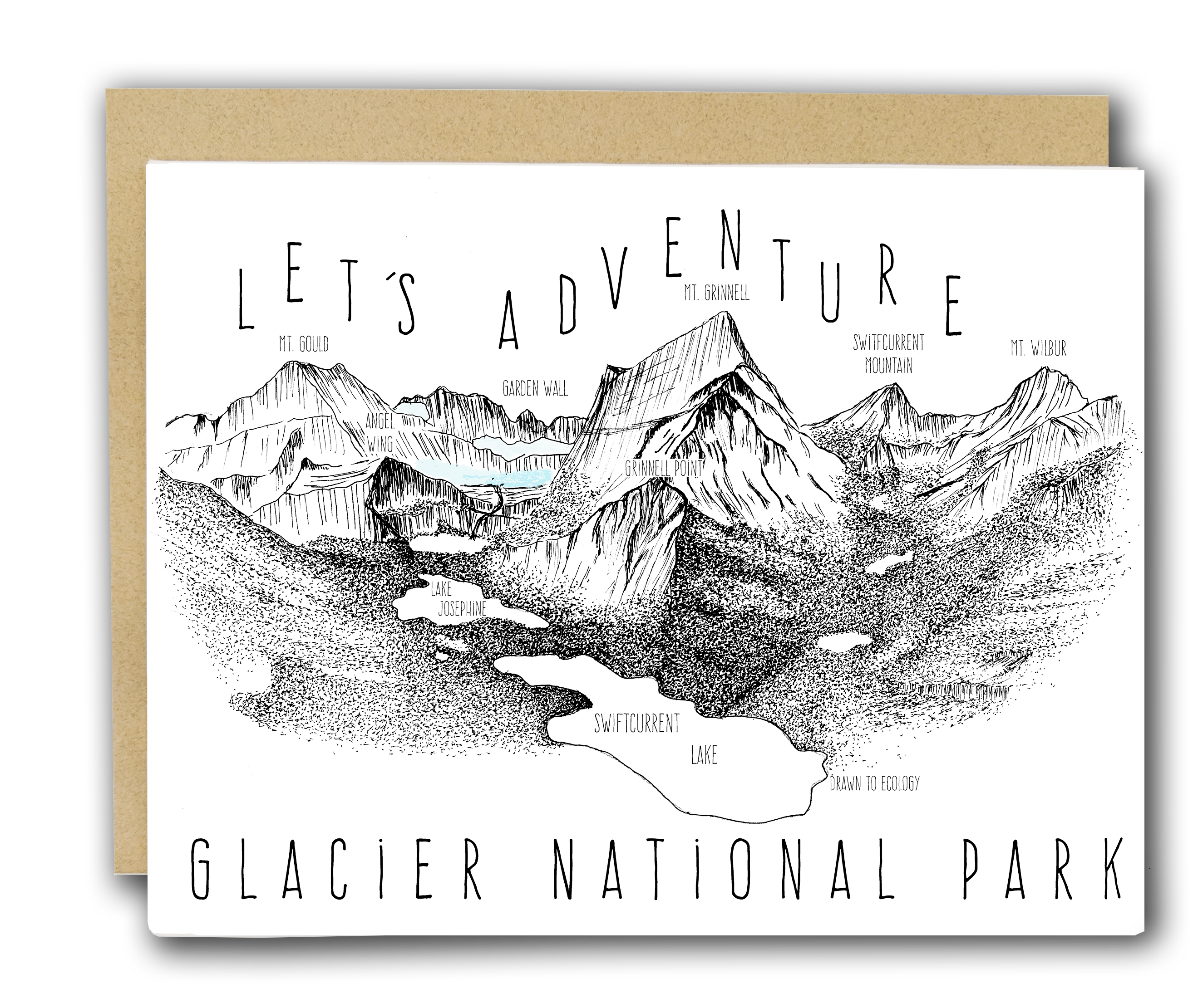 &#39;Let&#39;s Adventure&#39; Grinnell Point Glacier National Park Letterpress Card