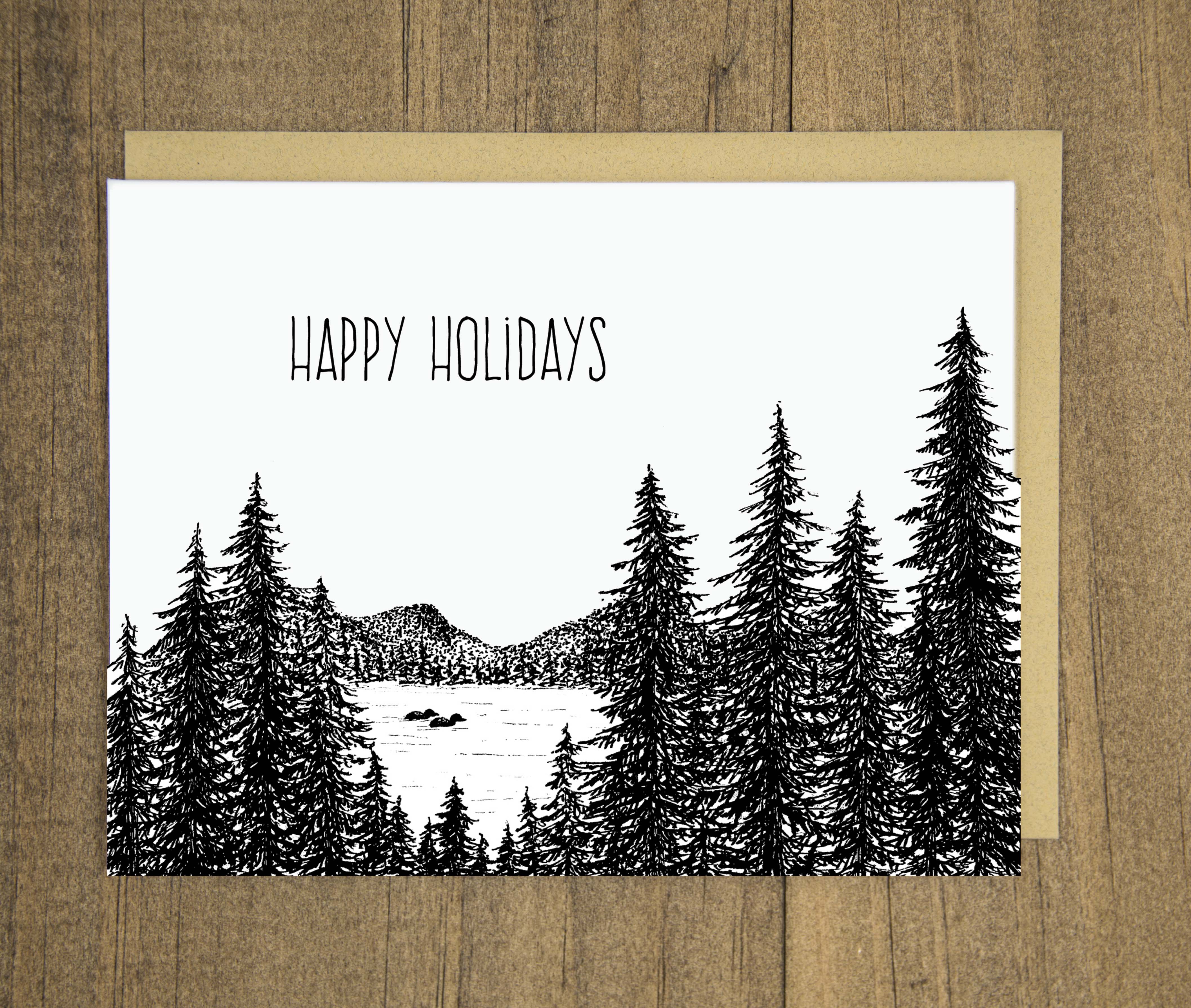 Happy Holidays Loon Letterpress Card
