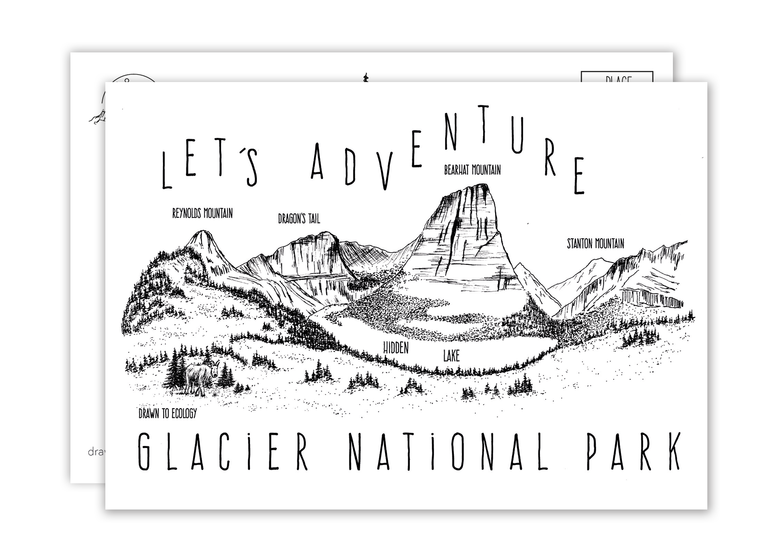 'Let's Adventure' Hidden Lake Glacier National Park Postcard