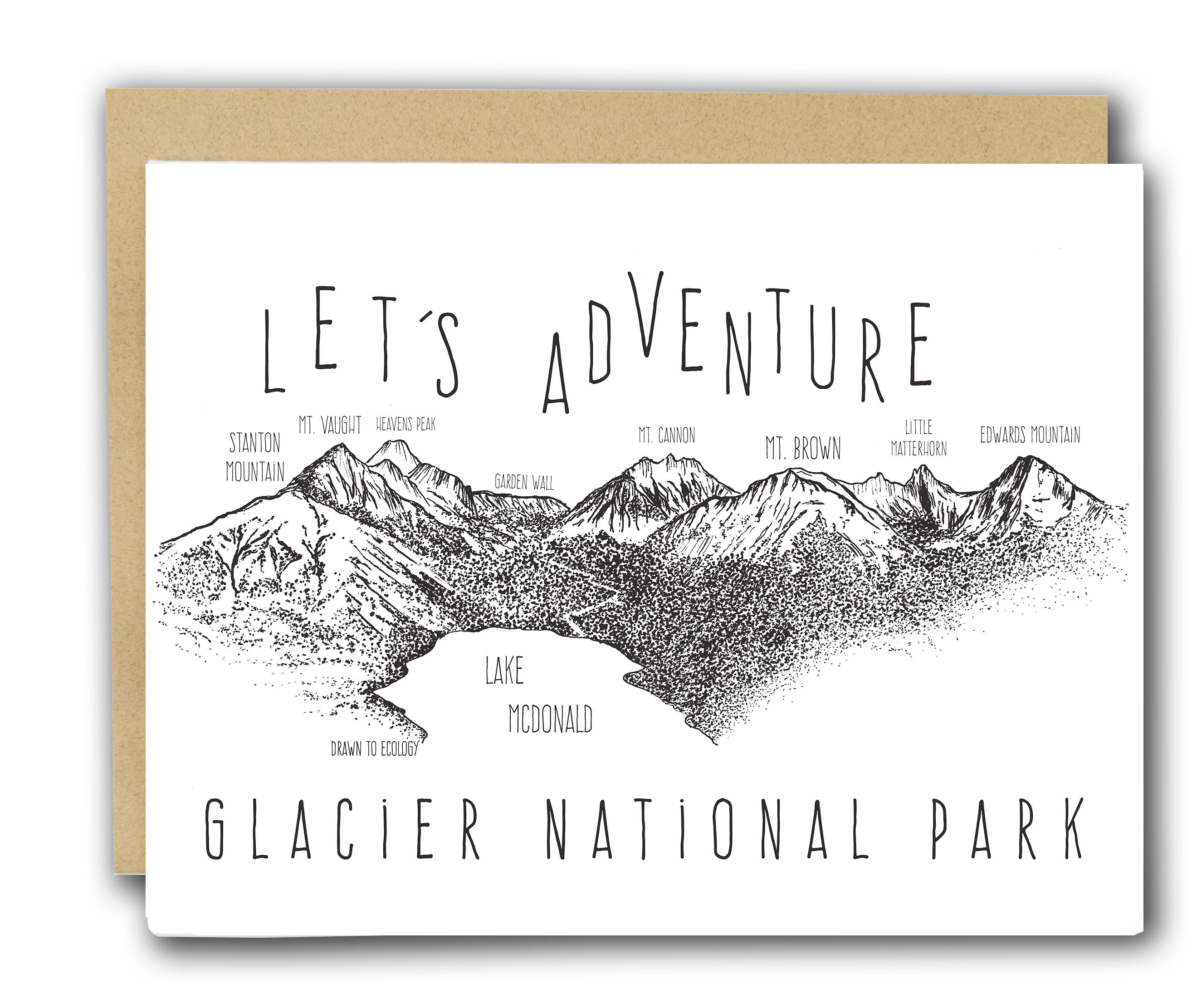 'Let's Adventure' Lake McDonald Glacier National Park Letterpress Card