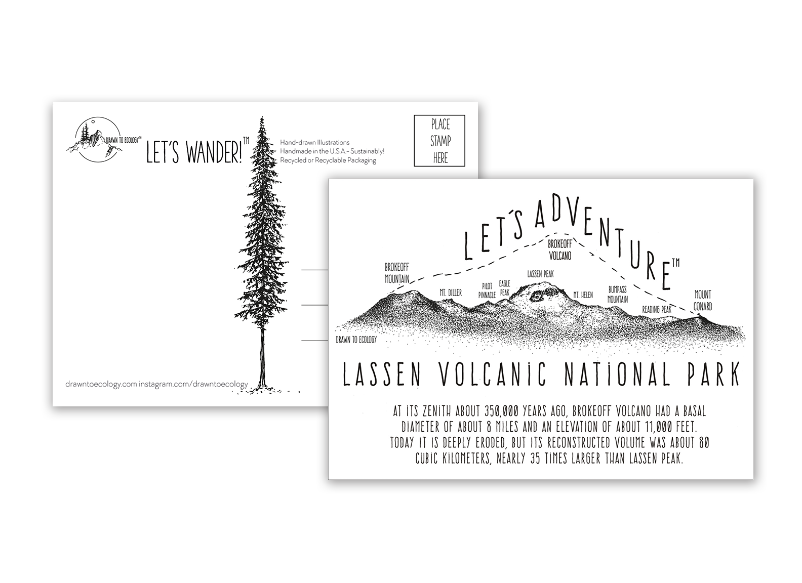 'Let's Adventure' Lassen Volcanic National Park Postcard
