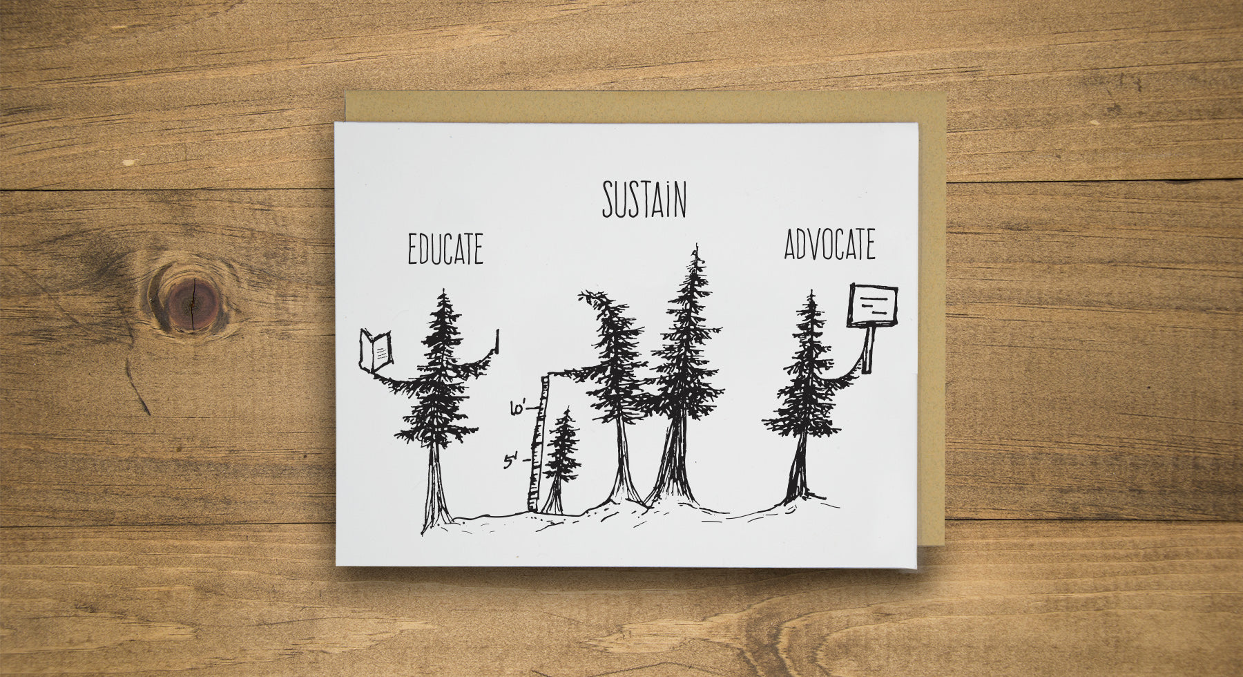 Sustain Educate Advocate Letterpress Card