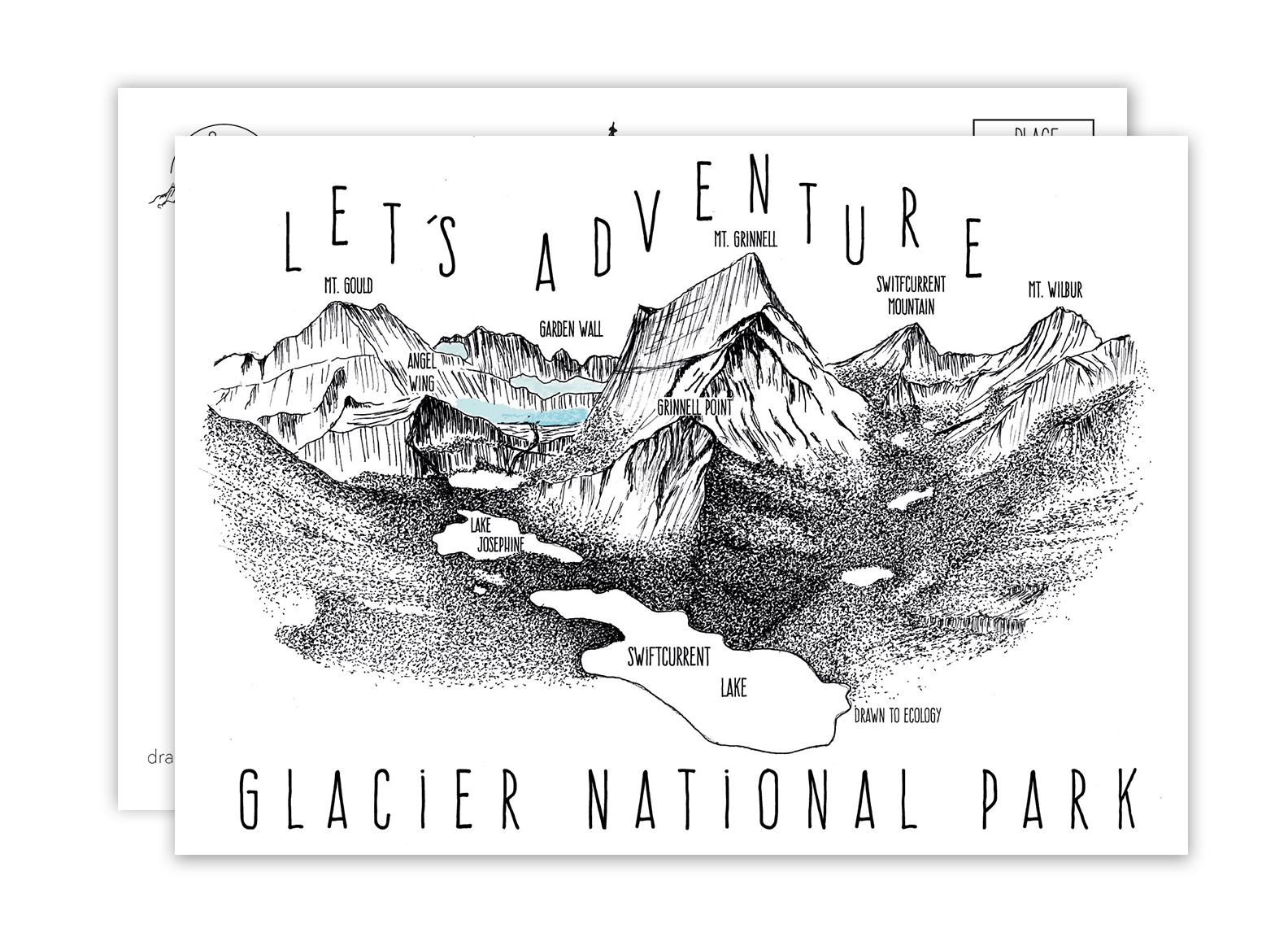 'Let's Adventure' Grinnell Point Glacier National Park Postcard