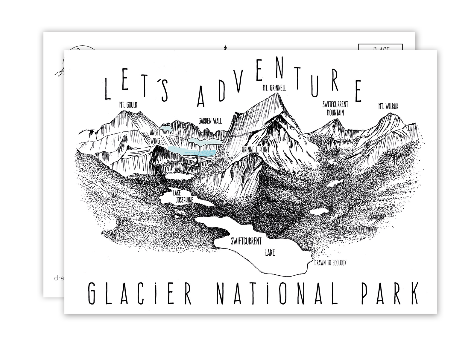 &#39;Let&#39;s Adventure&#39; Grinnell Point Glacier National Park Postcard