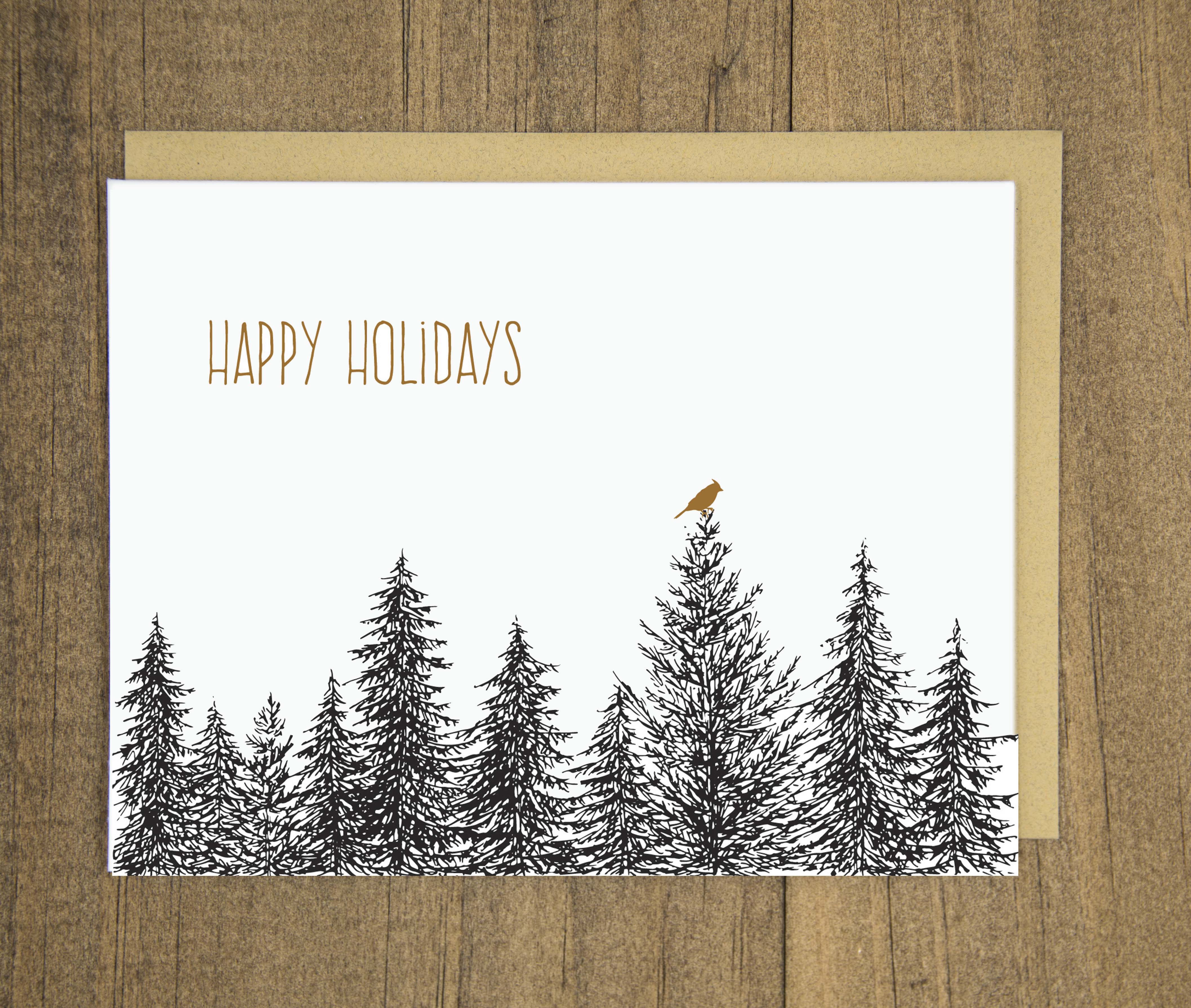 Happy Holidays Cardinal Letterpress Card
