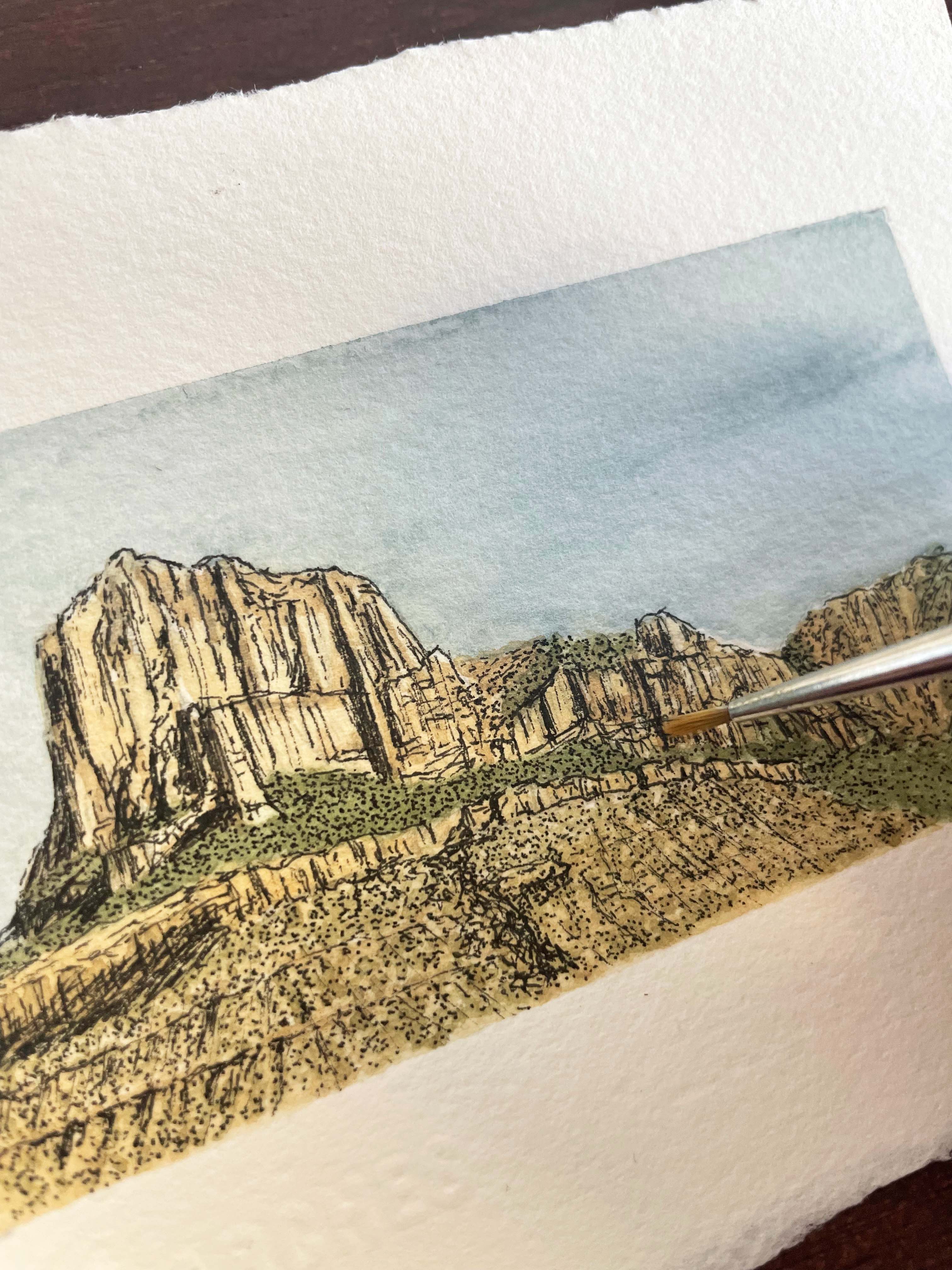Guadalupe Mountains National Park Mini Watercolor Original