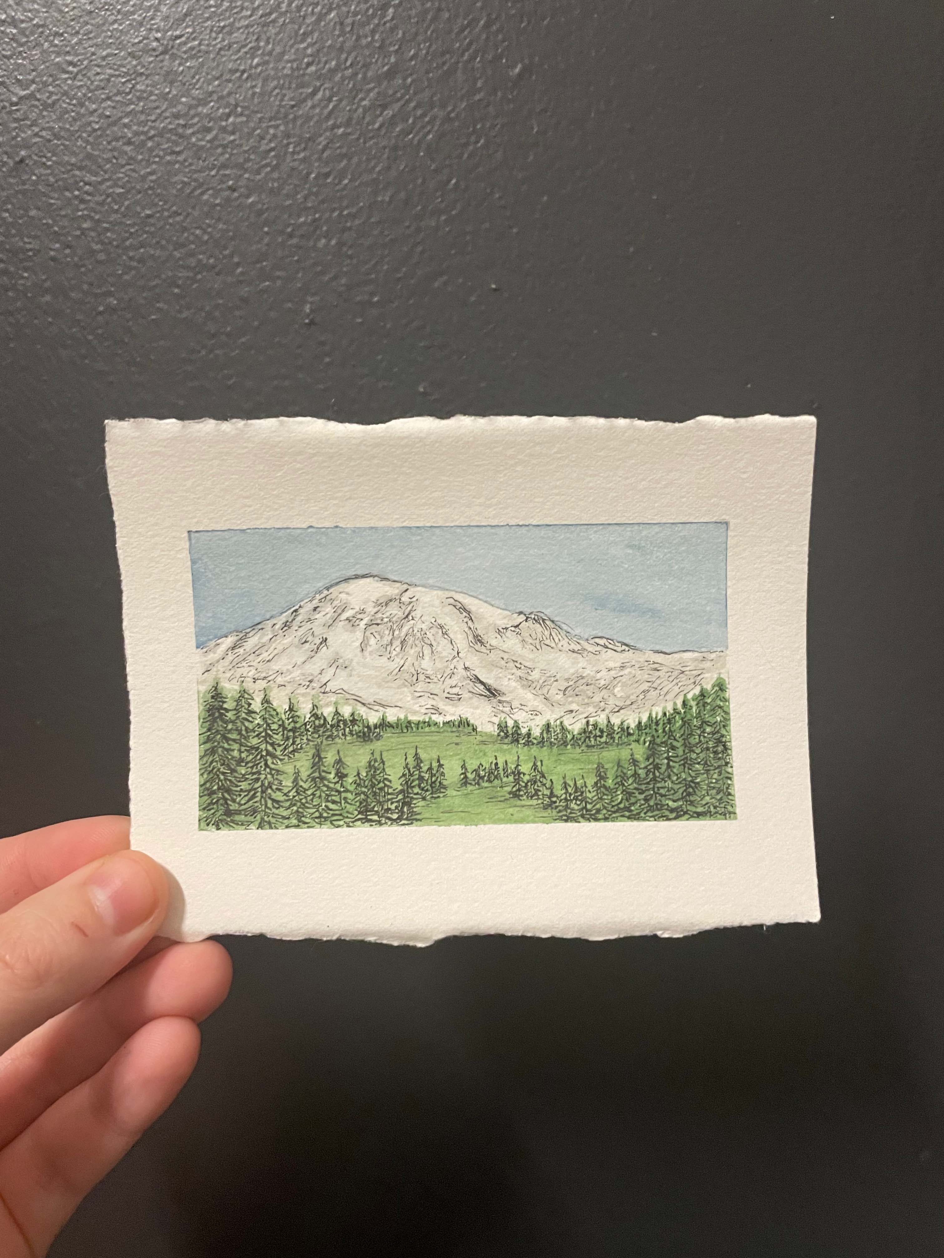 Mt. Rainier National Park Mini Watercolor Original
