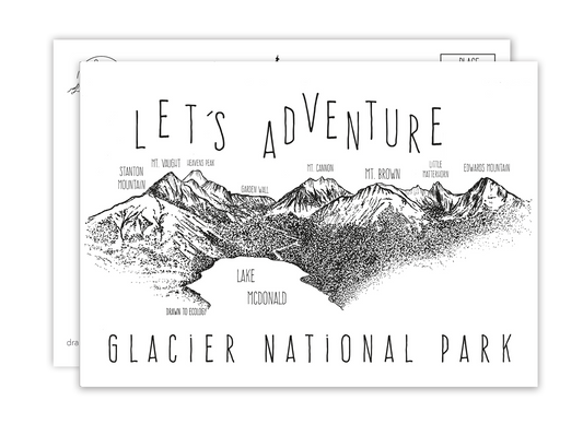 'Let's Adventure' Lake McDonald Glacier National Park Postcard