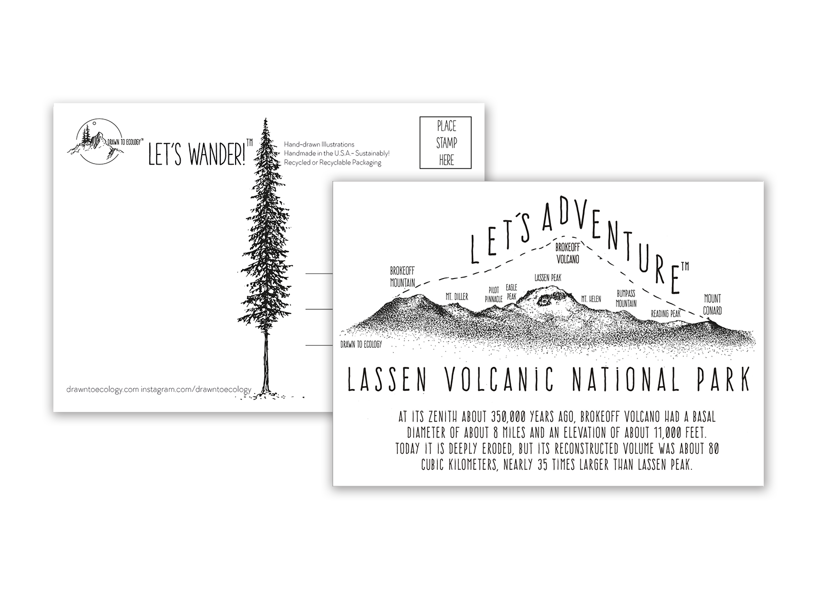 &#39;Let&#39;s Adventure&#39; Lassen Volcanic National Park Postcard