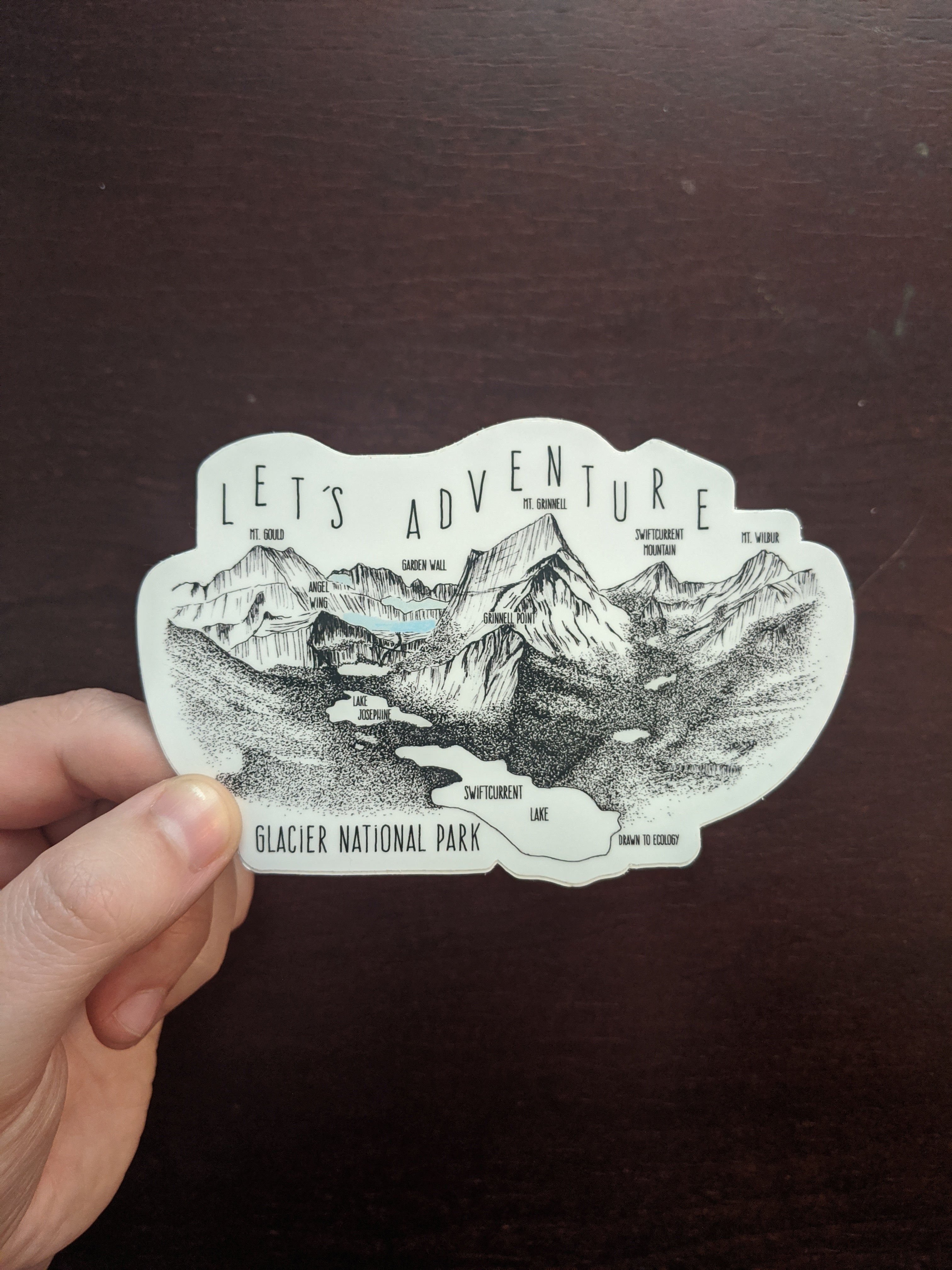 Let&#39;s Adventure Mt. Grinnell Glacier National Park Sticker