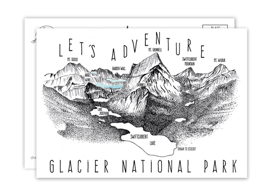 'Let's Adventure' Grinnell Point Glacier National Park Postcard